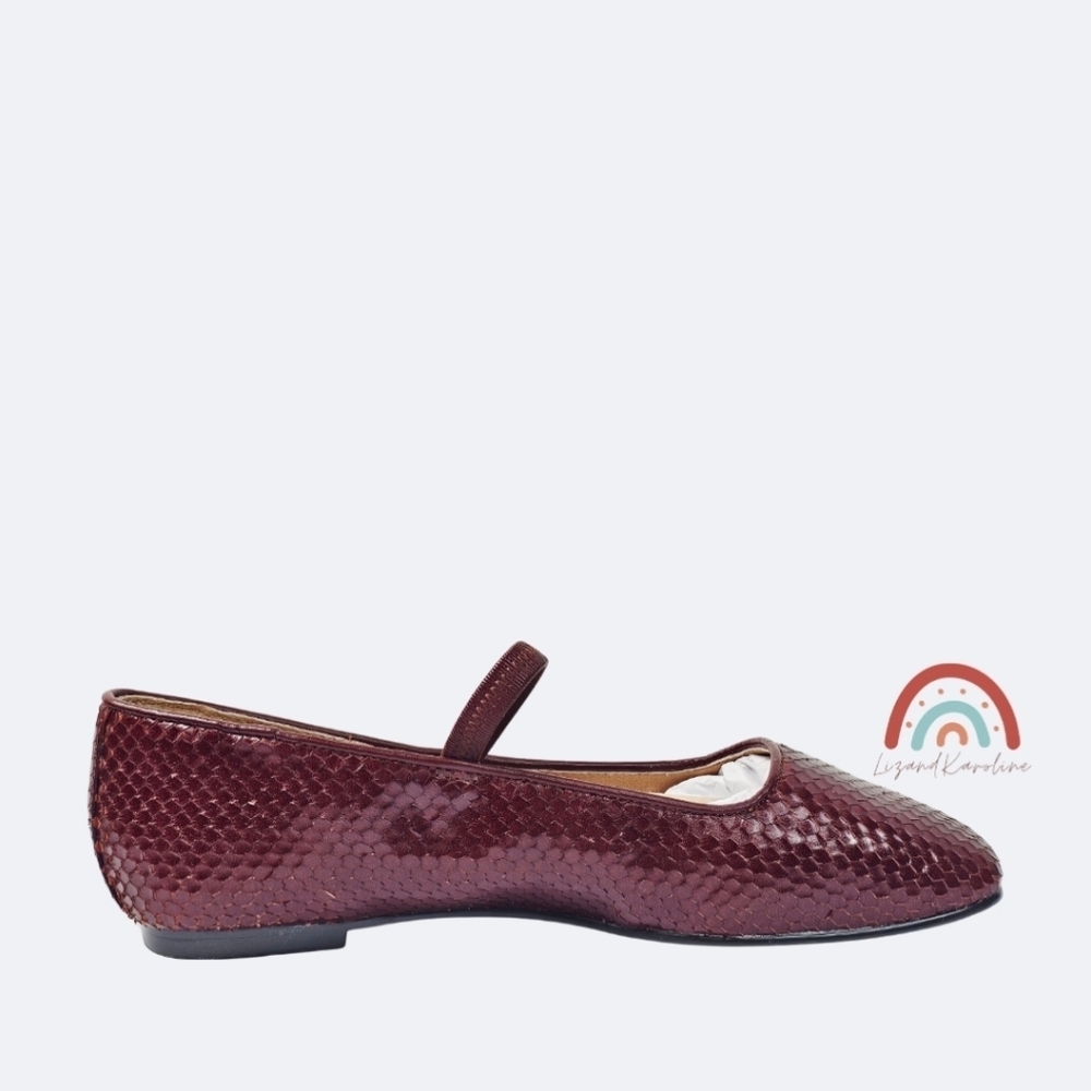 New! Madewell The Greta Ballet Flat in Leather Stained Rosewood Snakeskin 6.5 - Picture 5 of 16